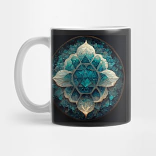 Painted Blue crystal lotus flower mandala Mug